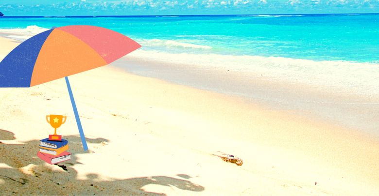 disegno di ombrellone colorato sulla spiaggia